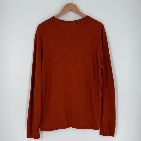 Vince Men's Long Sleeve Slub Henley in Orange | Size Large - Picture 3 of 5